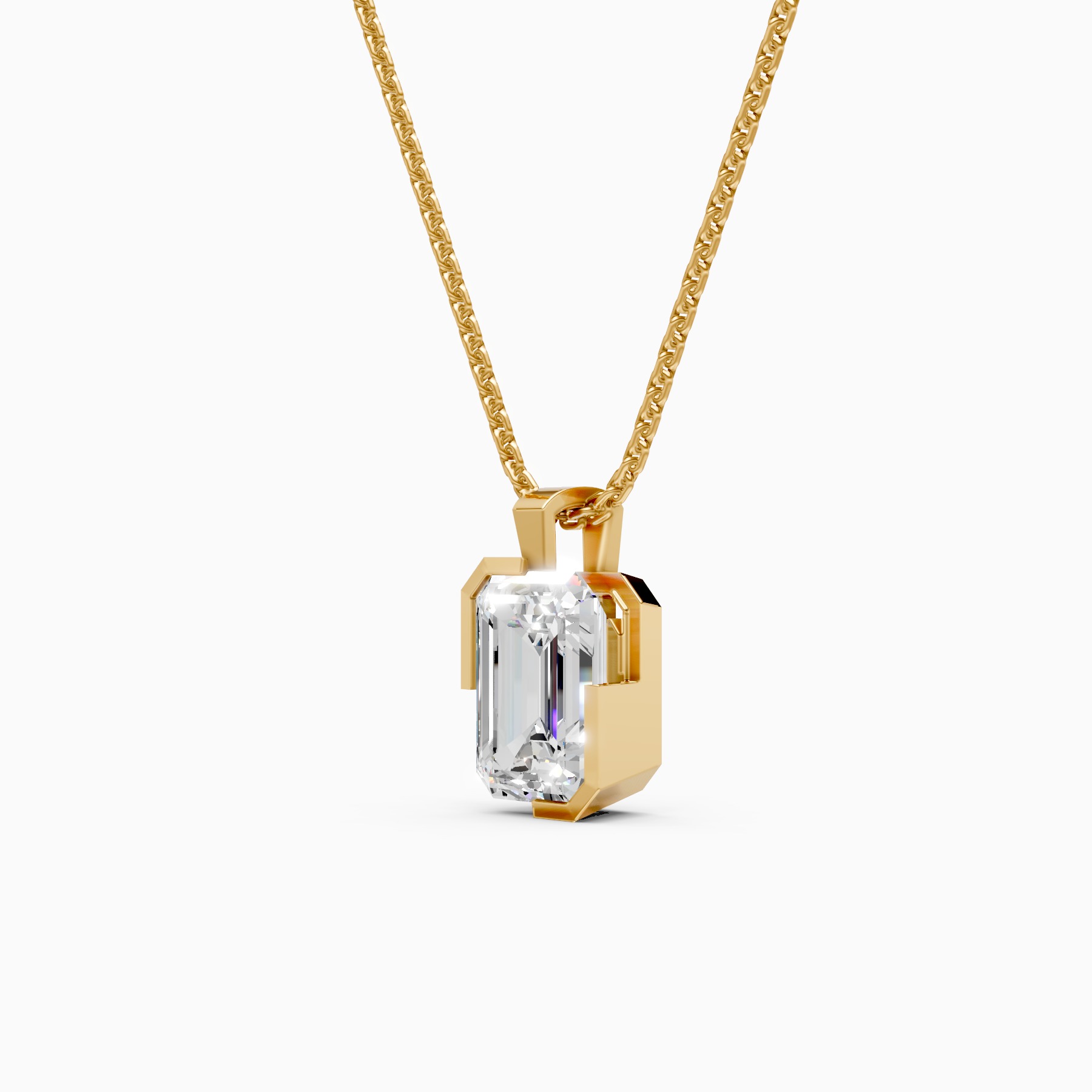 Timeless Emerald Cut Solitaire Diamond Necklace